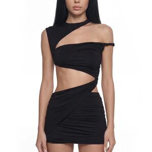 Dolls Kill Club Exx Women's Cut Out Black Stretch Mini Dress